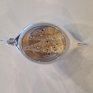 New Pottery Barn Hand-blown  Bottlebrush Silver Ornament